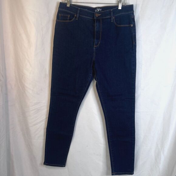 Ann Taylor Loft High Rise Skinny Ankle Dark Wash Denim Jean Size 12 Basic Casual - Picture 10 of 10